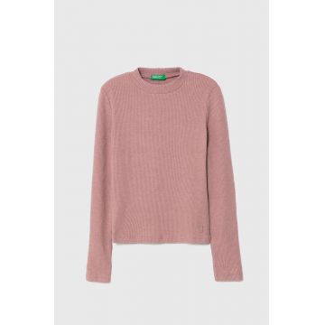 United Colors of Benetton longsleeve copii culoarea roz