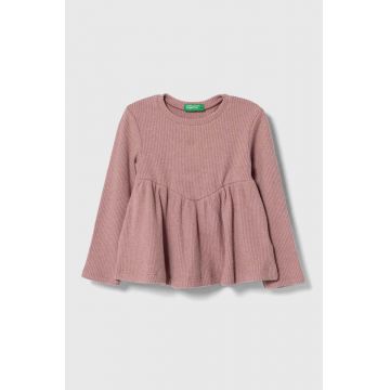 United Colors of Benetton longsleeve copii culoarea roz