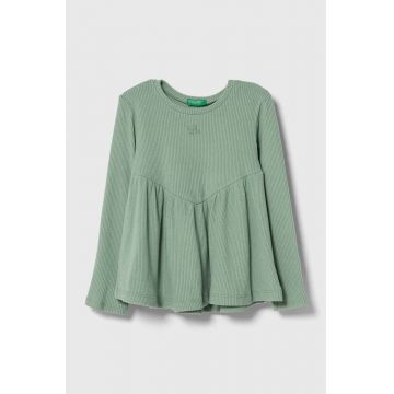 United Colors of Benetton longsleeve copii culoarea verde