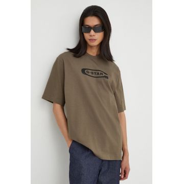 G-Star Raw tricou din bumbac barbati, culoarea verde, cu imprimeu