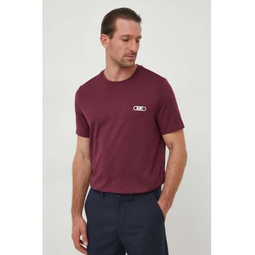 Michael Kors tricou din bumbac barbati, culoarea bordo, cu imprimeu