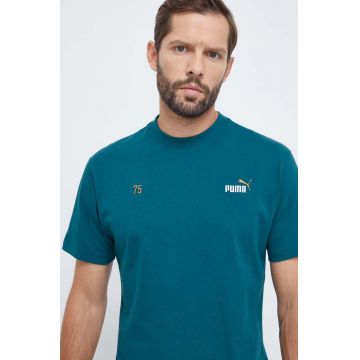 Puma tricou din bumbac barbati, culoarea verde, cu imprimeu