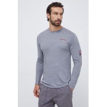 Smartwool longsleeve sport Outdoor Patch Graphic culoarea gri, cu imprimeu