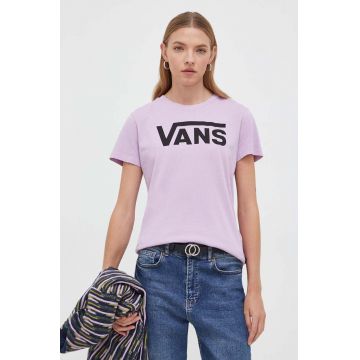 Vans tricou din bumbac femei, culoarea violet