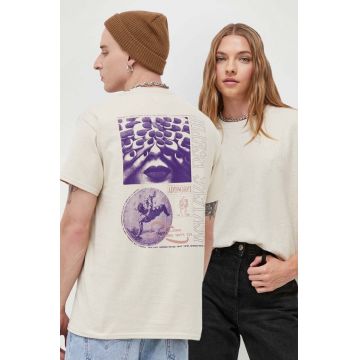 Vertere Berlin tricou din bumbac culoarea bej, cu imprimeu