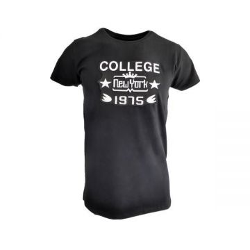 Tricou barbat, negru cu efect 3D 'College New York 1975', marime M