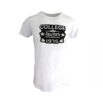 Tricou barbat Scarface, alb cu efect 3D 'College New York 1975', marime M