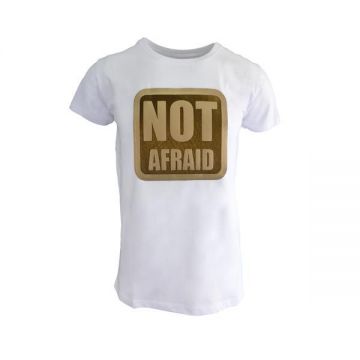 Tricou barbat Scarface, alb cu efect 3D 'NOT AFRAID', marime M