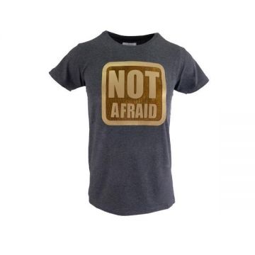 Tricou barbat Scarface, gri cu efect 3D 'NOT AFRAID' - S