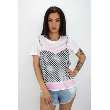 Tricou Dama S9192 Alb-Roz | Fashion