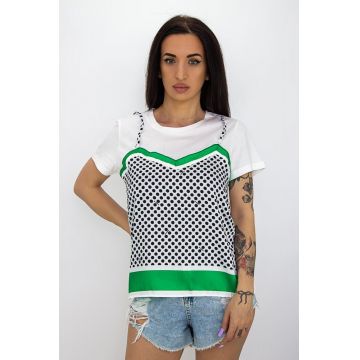 Tricou Dama S9192 Alb-Verde | Fashion