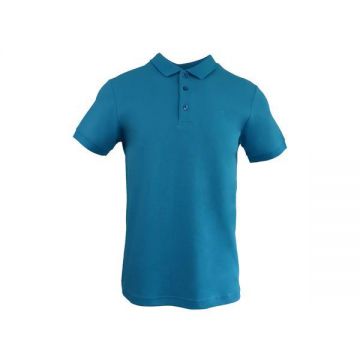 Tricou polo barbat, regular fit, cu broderie logo discreta, albastru deschis, marime 2XL