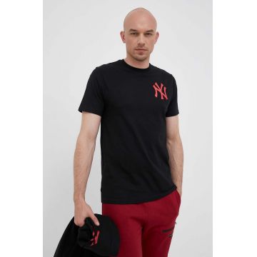 47brand tricou din bumbac MLB New York Yankees culoarea negru, cu imprimeu