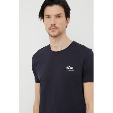 Alpha Industries tricou din bumbac Basic T Small Logo culoarea bleumarin, uni 188505.07-RepBlue