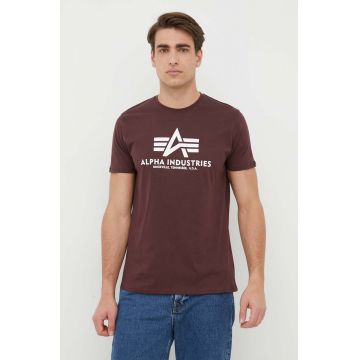 Alpha Industries tricou din bumbac Basic T-Shirt culoarea bordo, cu imprimeu 100501.21-DeepMaroon