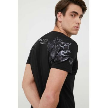 Alpha Industries tricou din bumbac culoarea negru, cu imprimeu