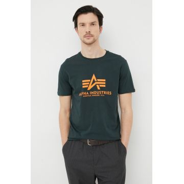 Alpha Industries tricou din bumbac culoarea verde, cu imprimeu 100501.353-DarkPetrol