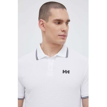 Helly Hansen tricou polo barbati, culoarea alb, neted