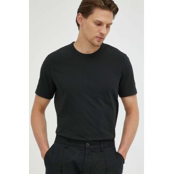 Marc O'Polo tricou din bumbac culoarea negru, neted