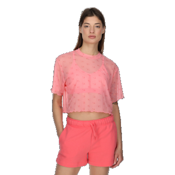 W NSW AIR AOP MESH SS CROP TOP