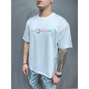 Tricou de bărbați, Slim Fit, Alb cu imprimeu - TR1011