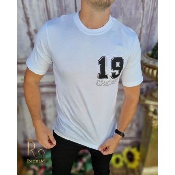 Tricou de bărbați, Slim Fit, Alb cu imprimeu - TR1041