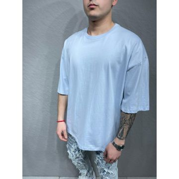 Tricou de bărbați, Slim Fit, Gri cu guler rotund - TR1018