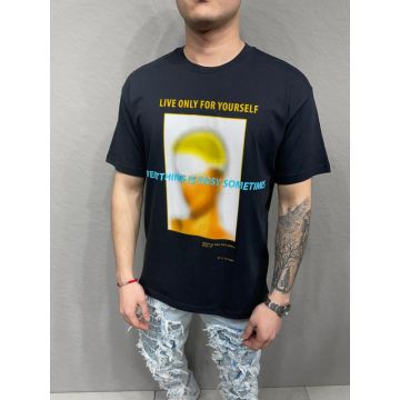 Tricou de bărbați, Slim Fit, Negru cu imprimeu - TR1015