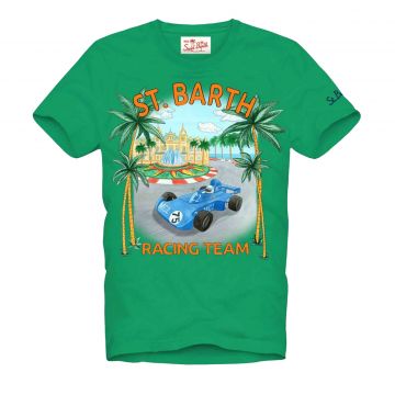 Man green cotton t-shirt with print l