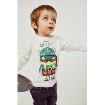 zippy longsleeve din bumbac pentru bebeluși culoarea alb, cu imprimeu