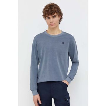 G-Star Raw longsleeve din bumbac culoarea gri, cu imprimeu