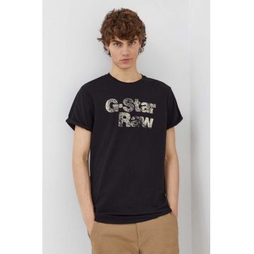 G-Star Raw tricou din bumbac barbati, culoarea negru, cu imprimeu