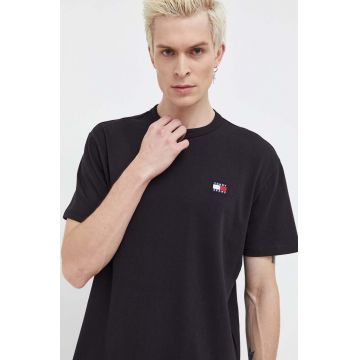 Tommy Jeans tricou din bumbac bărbați, culoarea negru, cu imprimeu DM0DM17995