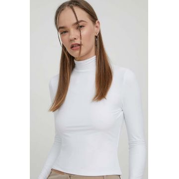 Abercrombie & Fitch longsleeve femei, culoarea alb, cu turtleneck