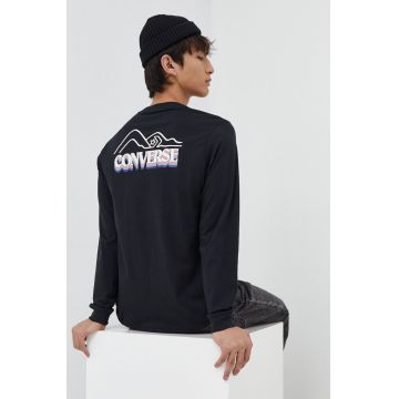 Converse longsleeve din bumbac culoarea negru, cu imprimeu