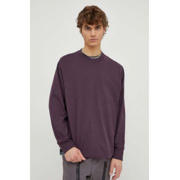 G-Star Raw longsleeve din bumbac culoarea violet, neted