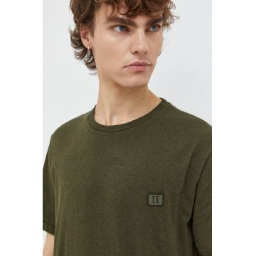 Les Deux tricou din bumbac barbati, culoarea verde, melanj