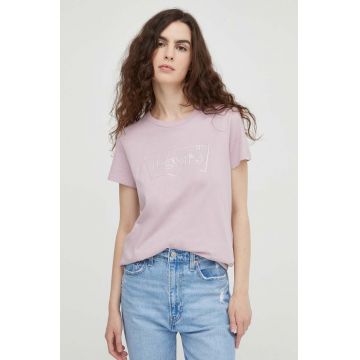 Levi's tricou din bumbac femei, culoarea roz