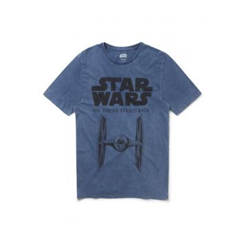 Tricou cu imprimeu Star Wars Empire Strikes Back Tie Fighter Washed Blue 5461