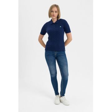 Tricou polo cu model torsade Aracely