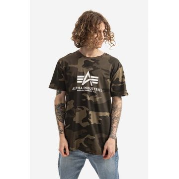 Alpha Industries tricou Basic bărbați, culoarea verde, cu model 100501C.239-green