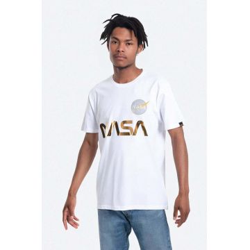 Alpha Industries tricou din bumbac bărbați, culoarea alb, cu imprimeu 178501.438-white