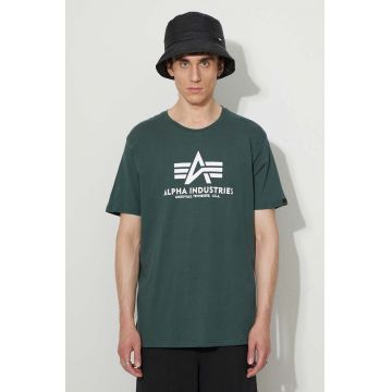 Alpha Industries tricou din bumbac Basic T-Shirt culoarea verde, cu imprimeu 100501.610-green