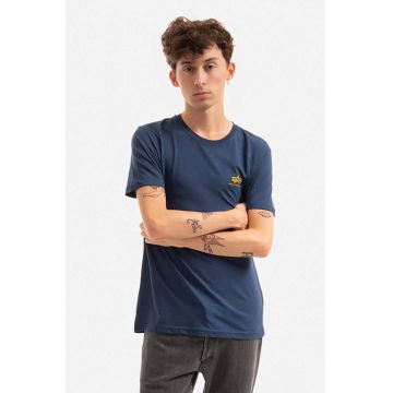 Alpha Industries tricou din bumbac Basic T Small Logo bărbați, culoarea bleumarin, cu imprimeu 188505.435-navy