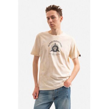 Alpha Industries tricou din bumbac culoarea bej, cu imprimeu 106515.136-cream