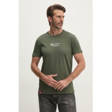 Alpha Industries tricou din bumbac culoarea verde, cu imprimeu 108501.142-green