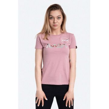 Alpha Industries tricou din bumbac NASA PM culoarea roz 198053.487-pink