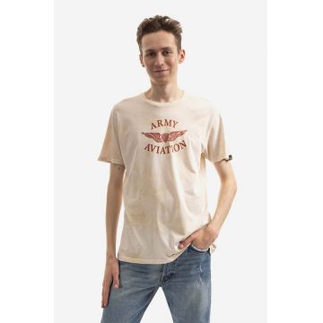 Alpha Industries tricou din bumbac Vintage Aviation culoarea portocaliu, cu imprimeu 106515.18-orange