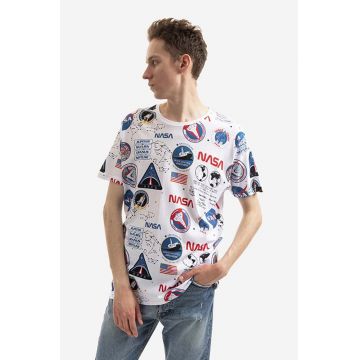 Alpha Industries tricou din bumbac x NASA culoarea alb, cu model 116503.09-white