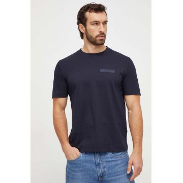 BOSS Orange tricou din bumbac bărbați, culoarea bleumarin, uni 50505238